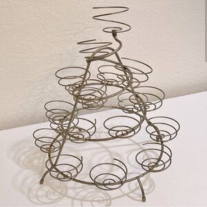 Large Silver Metal Swirl Tiered Cupcake Display Holder Stand